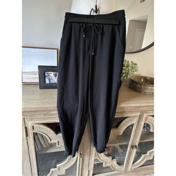 Trina Turk Dress Pants / Joggers Black Elastic Waistband and Tie Small - Picture 1 of 8